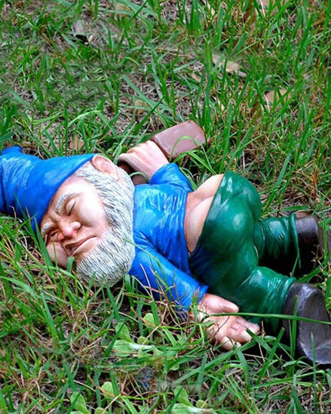 Drunk Dwarf Garden Gnome Decoration Drunken Ornament Decor Yard Patio Lawn US