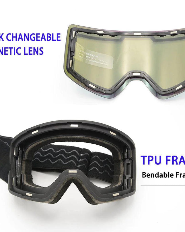 Anti-Fog Ski Goggles with Magnetic Lens