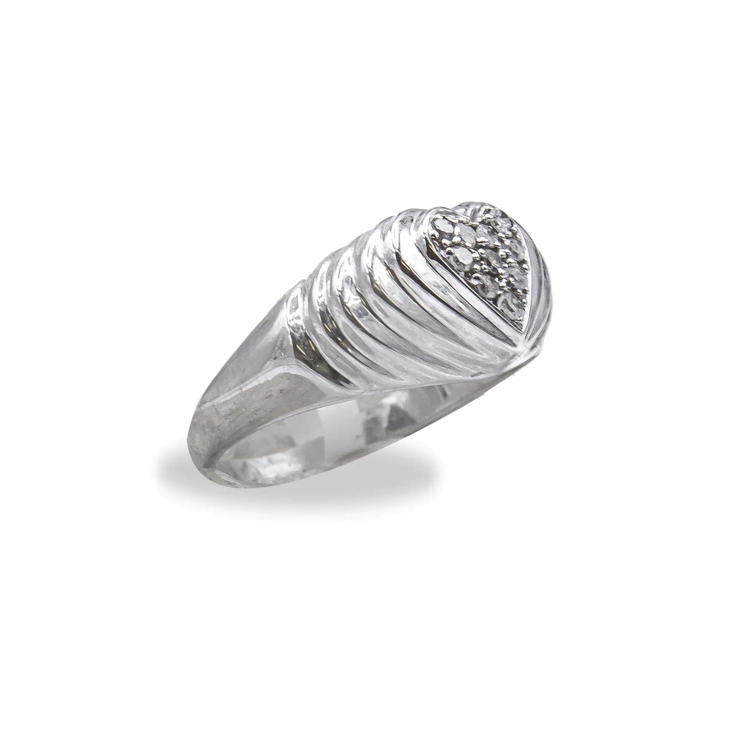 .925 Sterling Silver 1/6 Cttw Round Diamond "Heartbeat" Heart Band Ring (I-J Color, I3 Clarity)