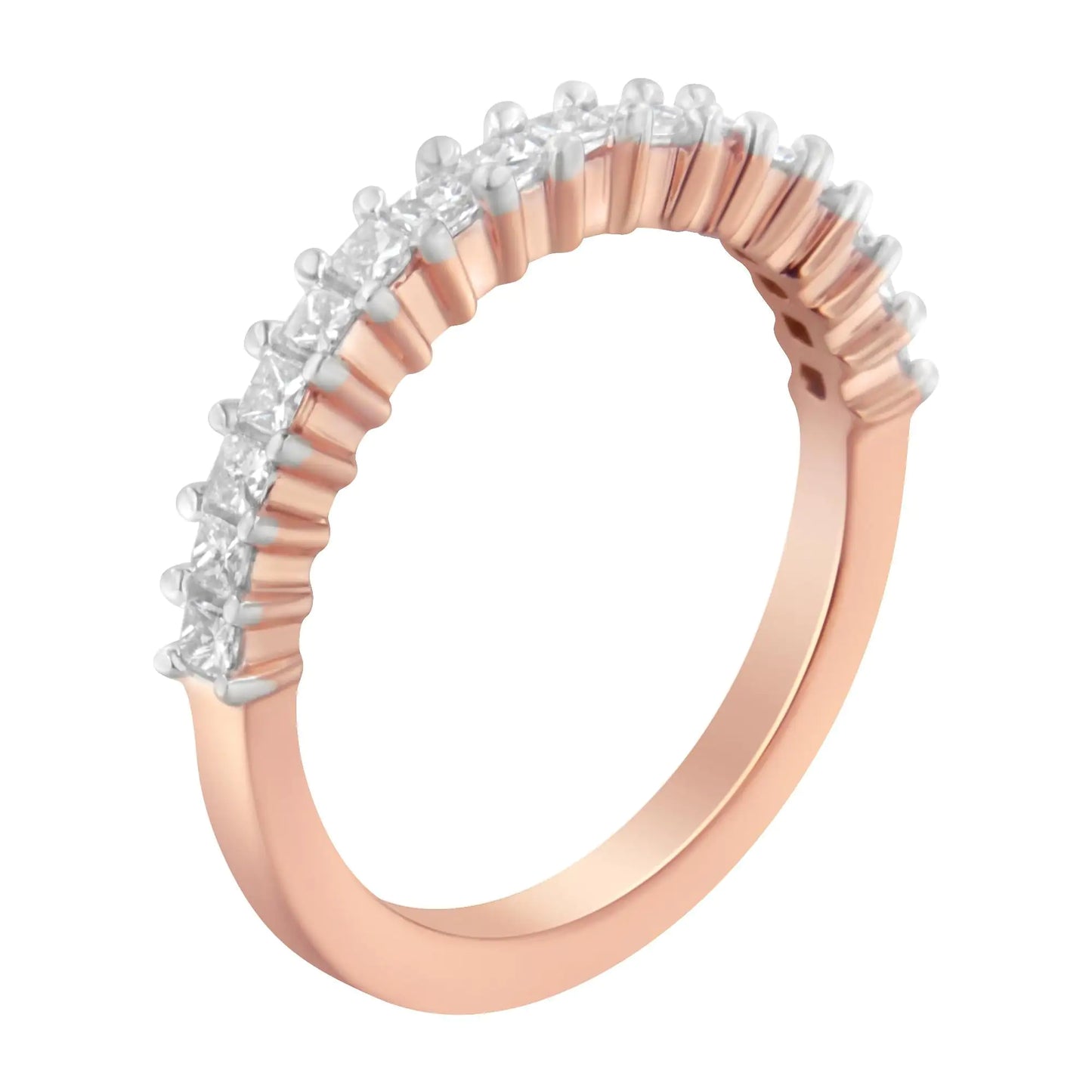 10K Rose Gold Flashed .925 Sterling Silver Diamond Band Ring (1/2 Cttw, J-K Color, I1-I2 Clarity)