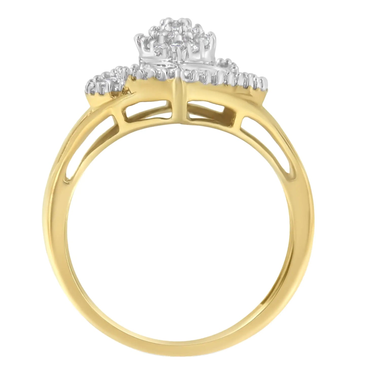 10K Yellow Gold Diamond Cocktail Ring (1/2 Cttw, J-K Color, I2-I3 Clarity)