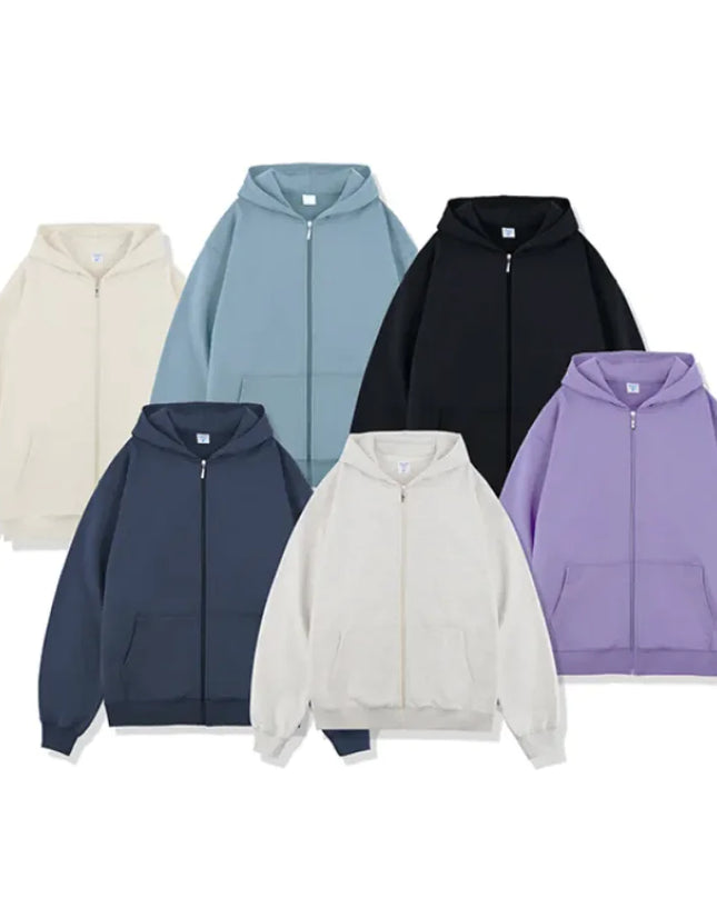 Terry Hooded Zipper Sweater