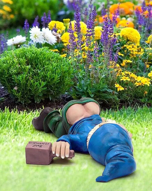 Drunk Dwarf Garden Gnome Decoration Drunken Ornament Decor Yard Patio Lawn US