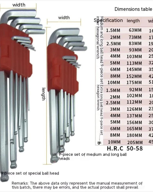 9-Piece Hexagonal Wrench Set