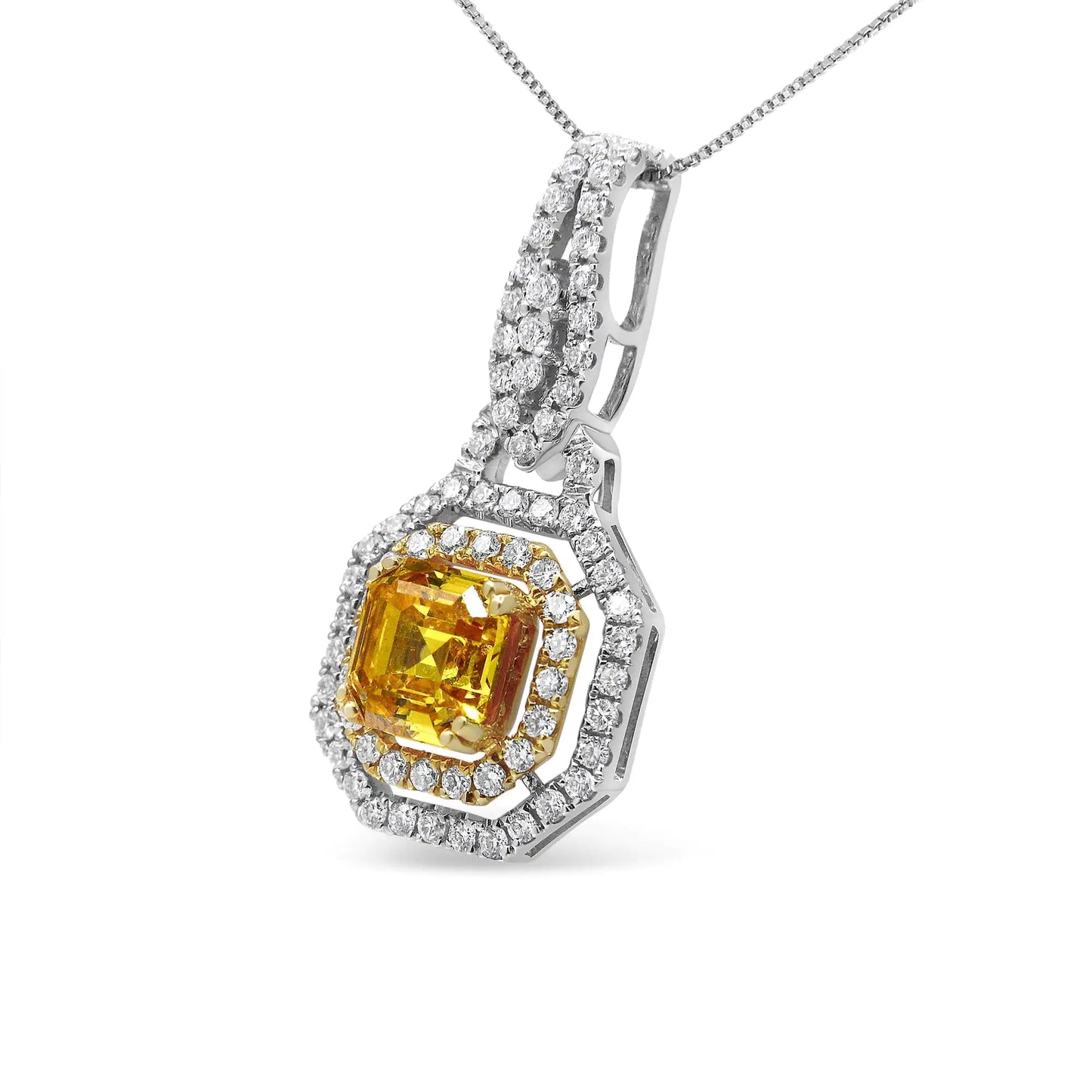 18K White and Yellow Gold Diamond Accent and Round Yellow Citrine and Pear Cut Black Onyx Dangle Drop 18" Pendant Necklace (G-H Color, SI1-SI2 Clarity)