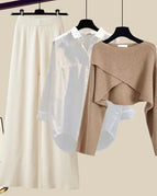 Coffee sweaterwhite shirtapr / L