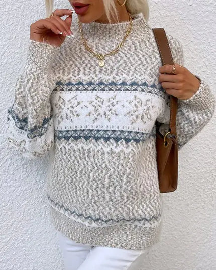 Half Turtleneck Snowflake Sweater