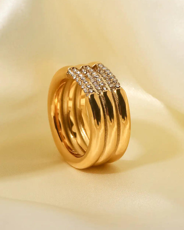 Triple-Layered Rhinestone Ring