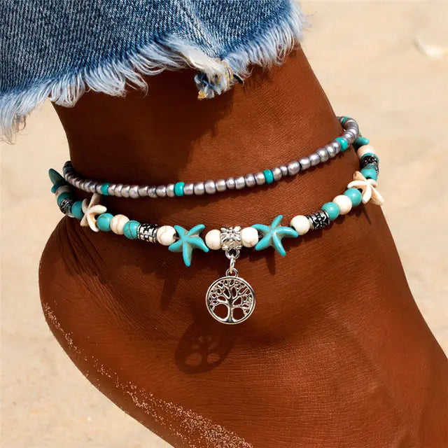 Sea Shell Beads Multilayer Anklets