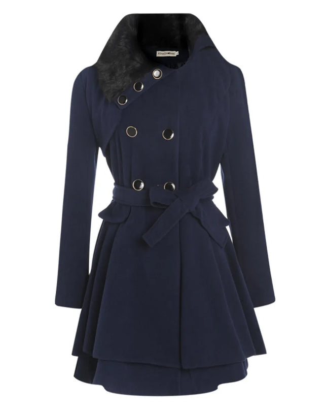 Women's Slim Double-Breasted Wool Coat