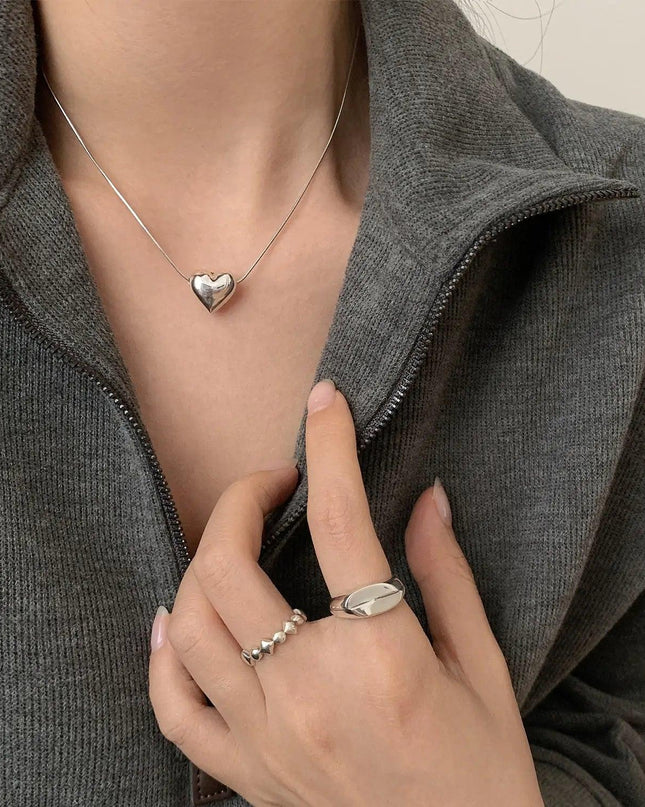 Metal Heart Pendant Necklace