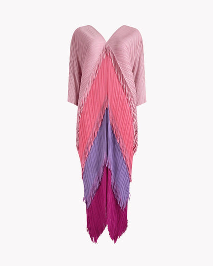 Tassel Colorblock Pleated Dress