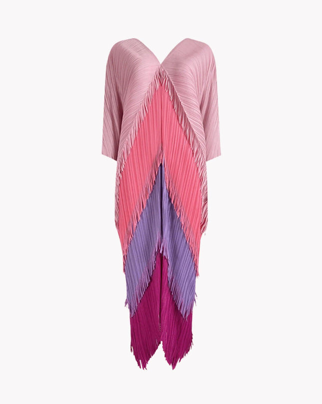 Tassel Colorblock Pleated Dress