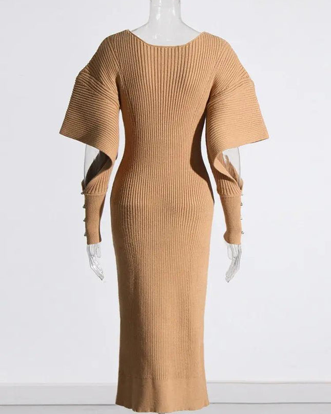 Dramatic Shoulder Knit Dress