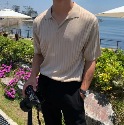 Men's Trendy Knitted T-Shirt – Stylish Brand Lead Design