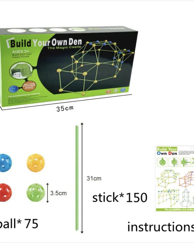 Kids' Fort Building Kit – DIY 3D Construction Set for Tents, Castles, and Playhouses