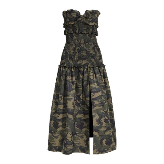 Camouflage Elastic Strapless Dress