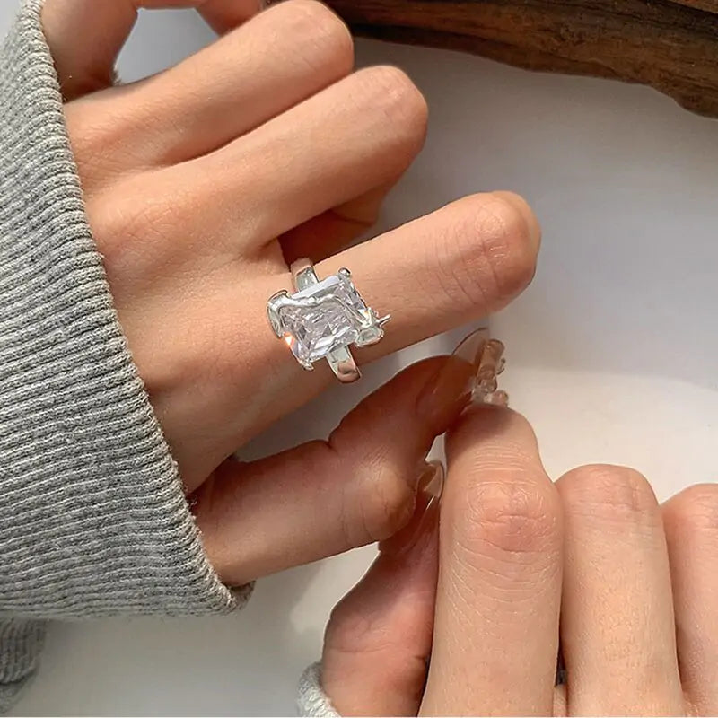 Adjustable Square Zircon Ring