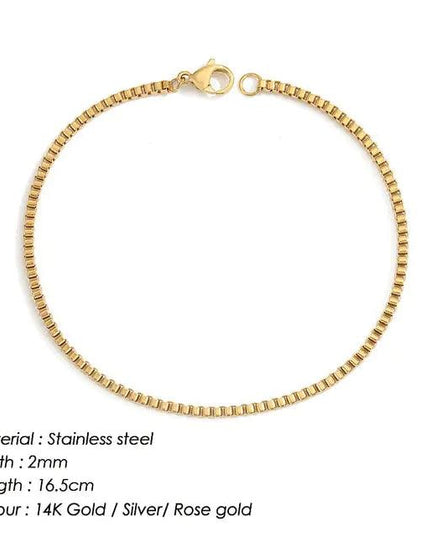 Stainless Steel Box Chain Bracelet