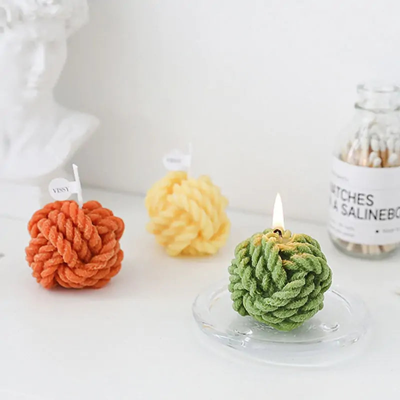 Handmade Wool Ball Candle