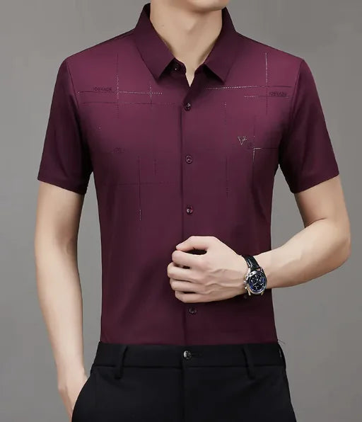 Summer New Men's Short-sleeved Shirt Seamless Business Shirt