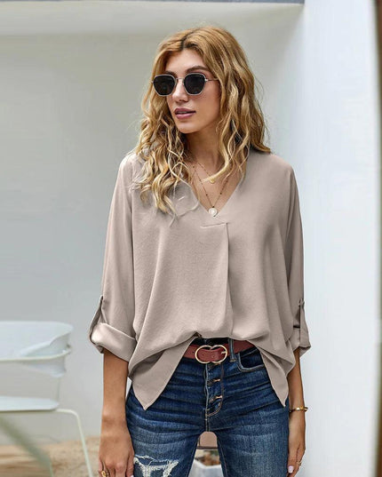 Solid Color Loose Pullover Shirt