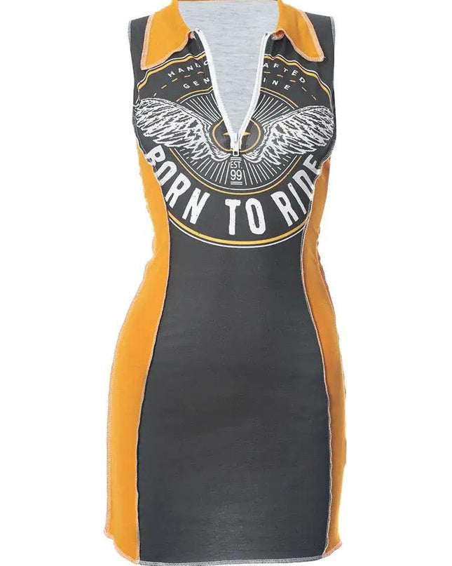 Sleeveless Zipper Mini Dress