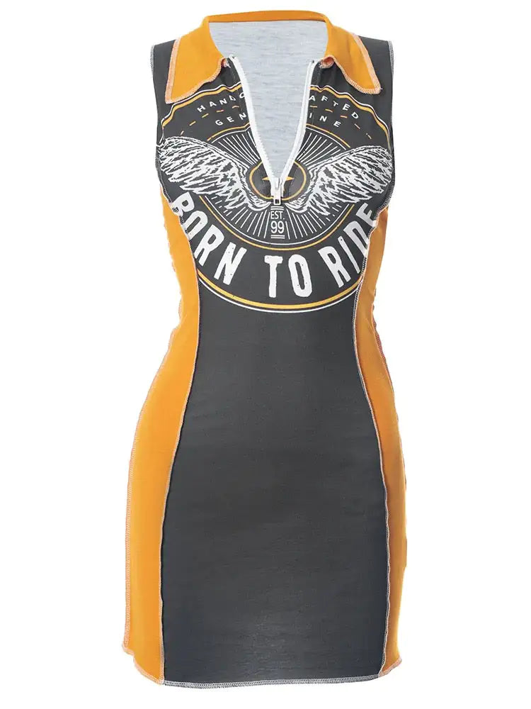 Sleeveless Zipper Mini Dress