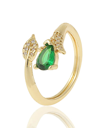 Copper Plated Gold Inlaid Zircon Fashion Ring